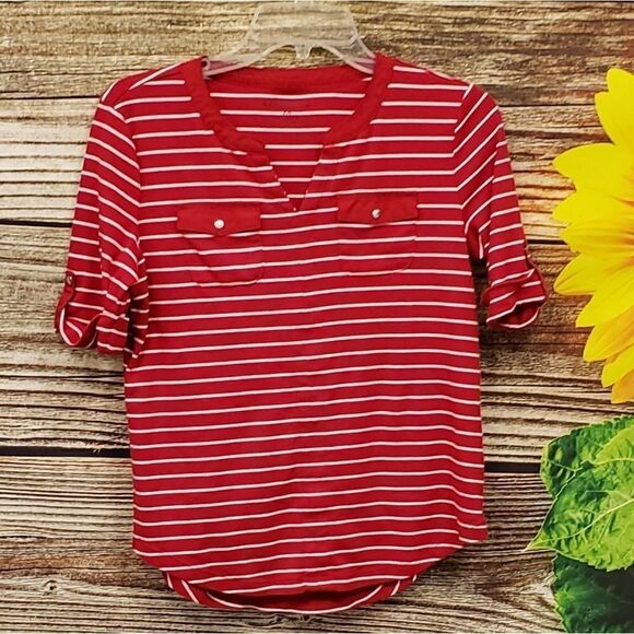 Croft & Barrow red/white stripped top - Picture 2 of 6